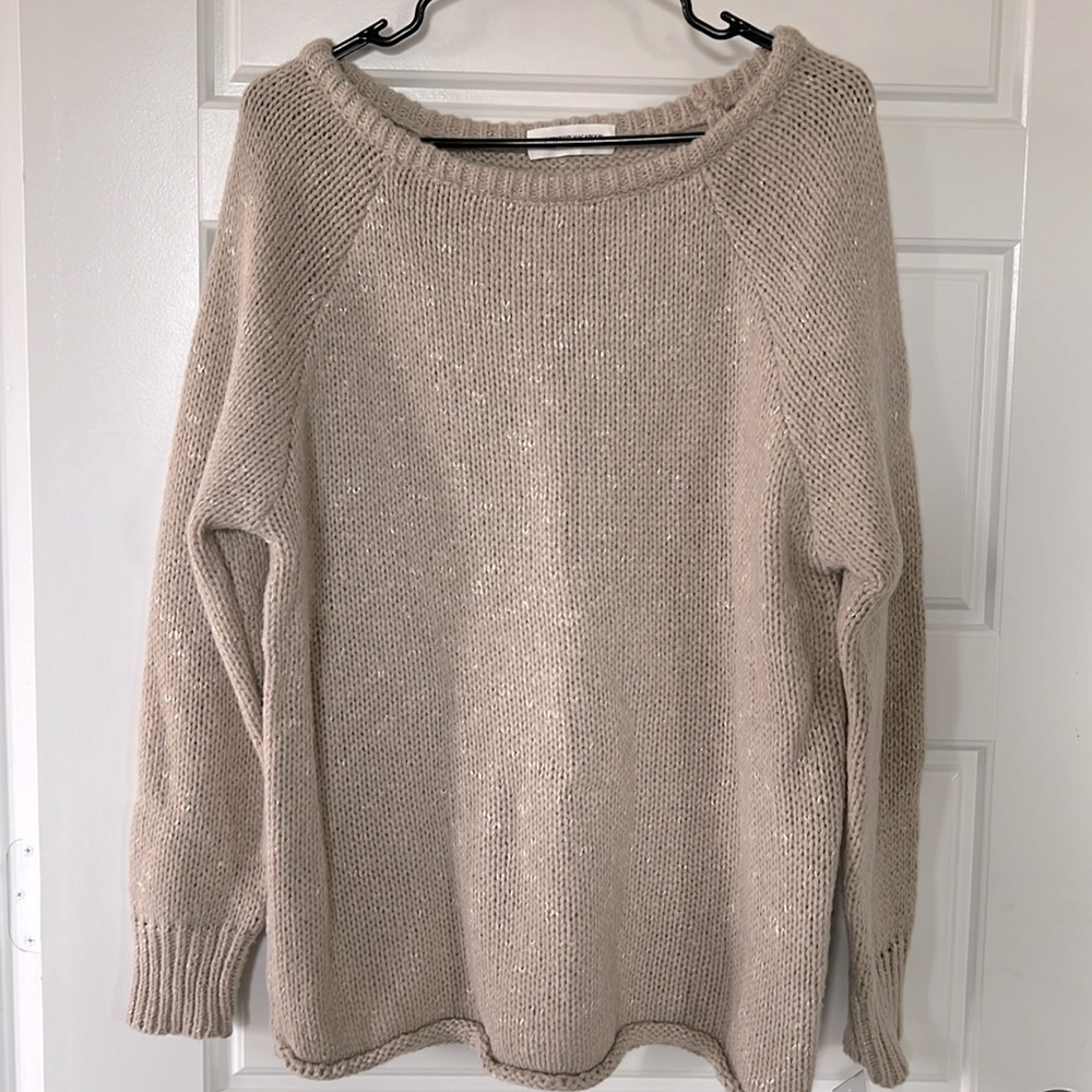 Goodnight Macaroon Kelly Off the Shoulder Sweater Beige size Small